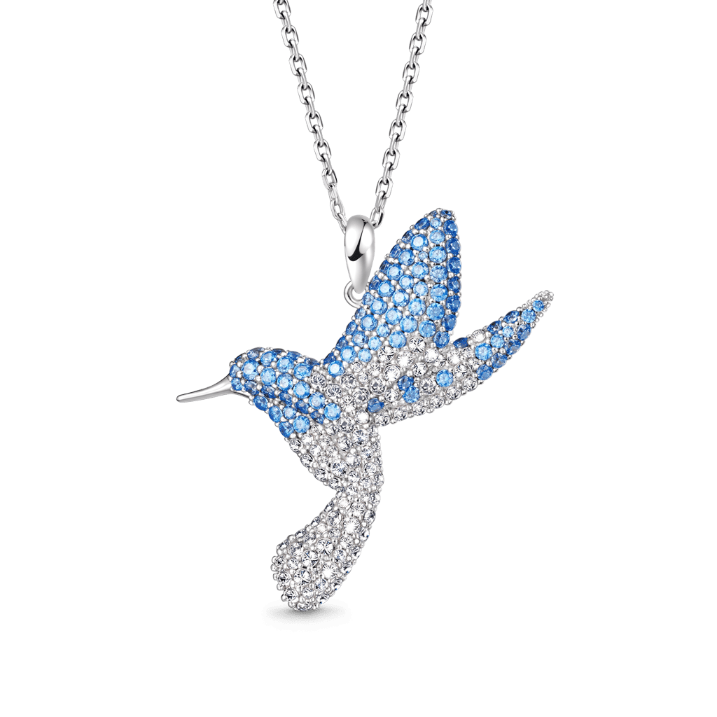 Gnoce Sparkling Hummingbird Pavé Pendant Necklace_1