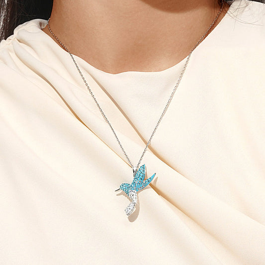 Gnoce Sparkling Hummingbird Pavé Pendant Necklace_7