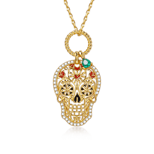 Gnoce Sugar Skull Twisted Rope Pendant Necklace_1