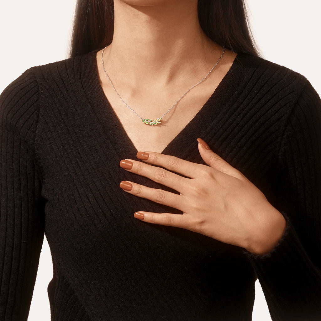Gnoce Olive Leaf Pendant Necklace_6