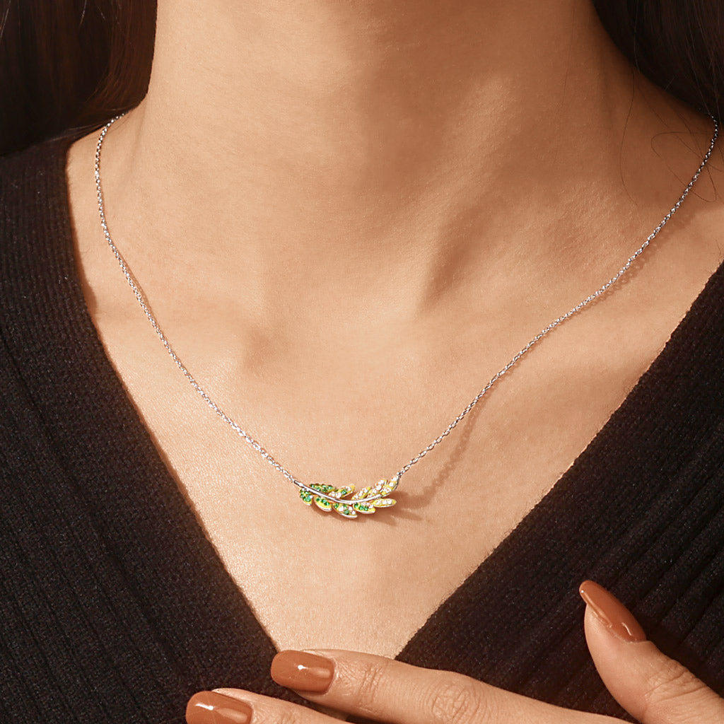 Gnoce Olive Leaf Pendant Necklace_7
