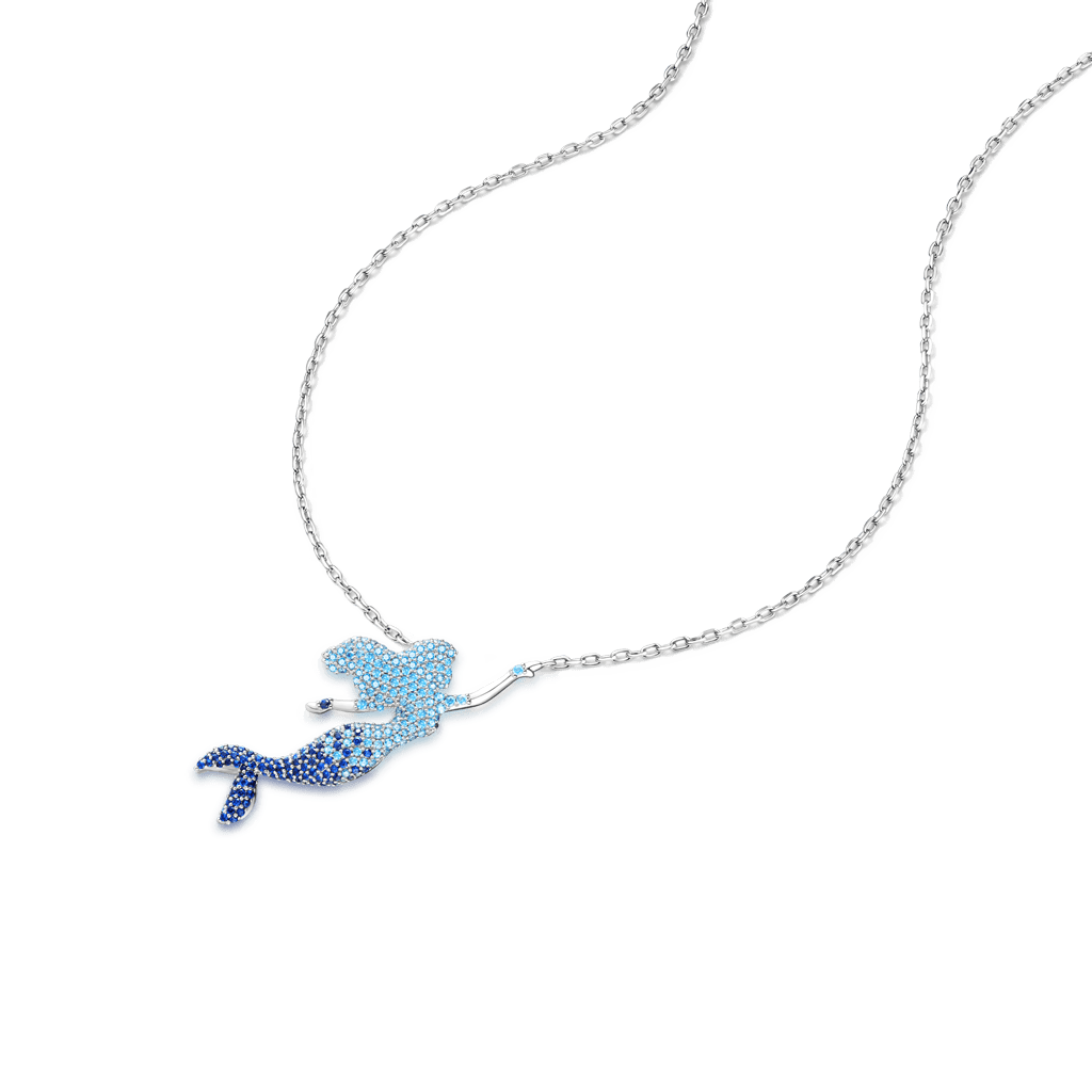Gnoce Blue Mermaid Pendant Necklace_3