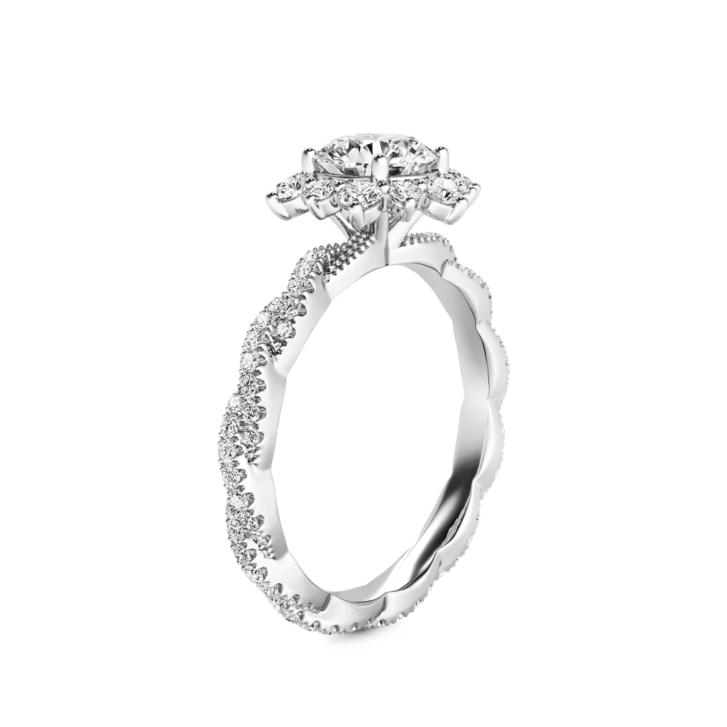 Gnoce Round Cut Cluster Twisted Engagement Ring_4