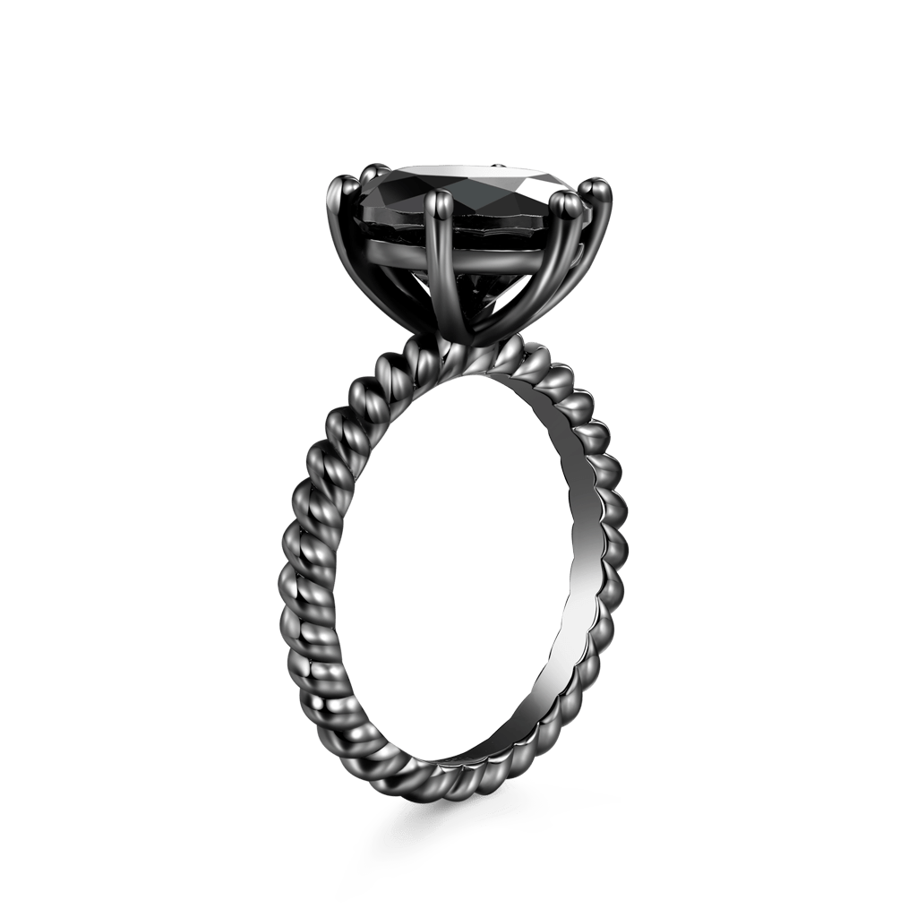 Gnoce Black Solitaire Twisted Rope Statement Ring_2