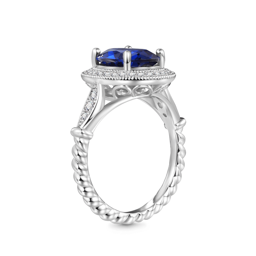 Gnoce Oval Cathedral Halo Twist Cocktail Ring_2