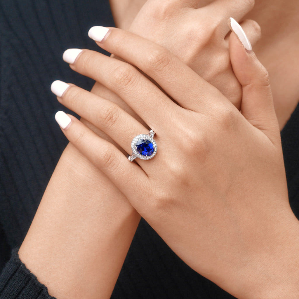 Gnoce Oval Cathedral Halo Twist Cocktail Ring_6