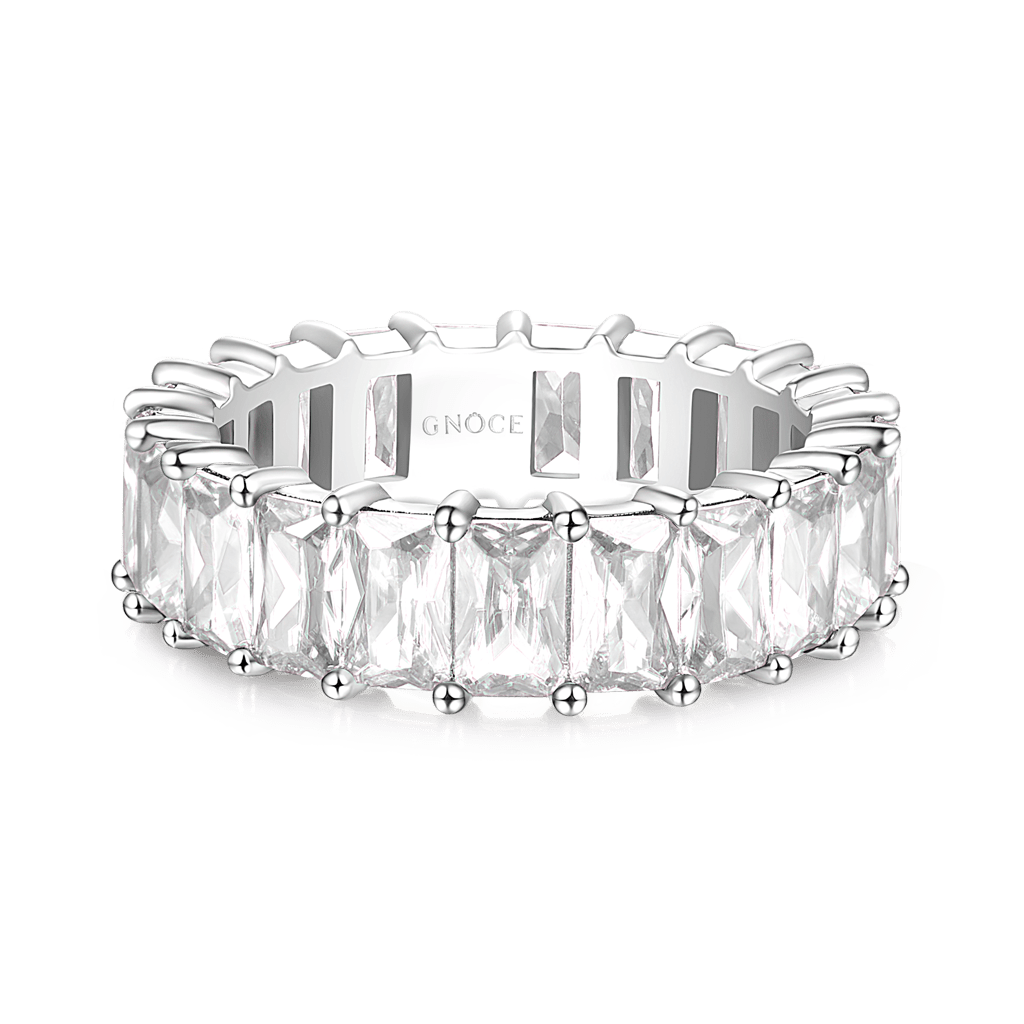 Gnoce White Topaz Baguette Cut Eternity Band Ring_4