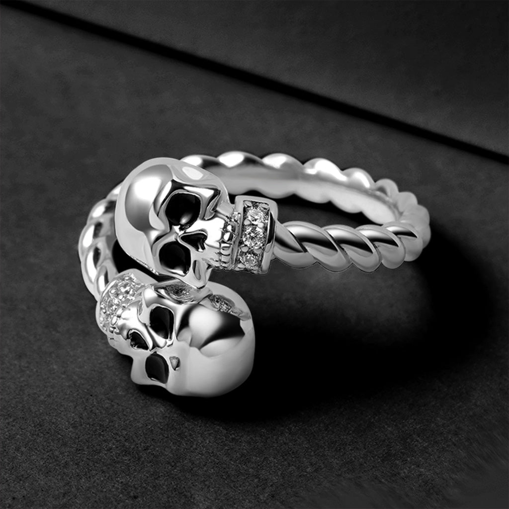 Gnoce Adjustable Skulls Twisted Rope Fashion Ring_3