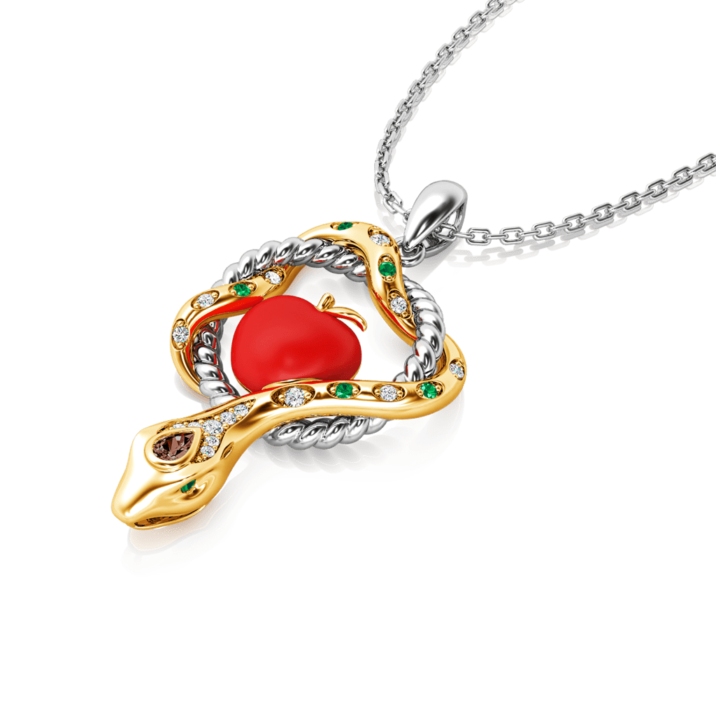 Gnoce Serpent and Forbidden Fruit Pendant Necklace_4
