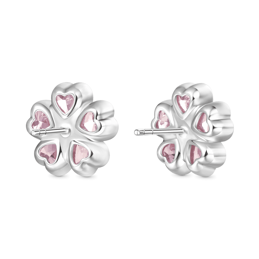 Gnoce Sparkling Cherry Blossoms Heart Cut Stud Earrings_2