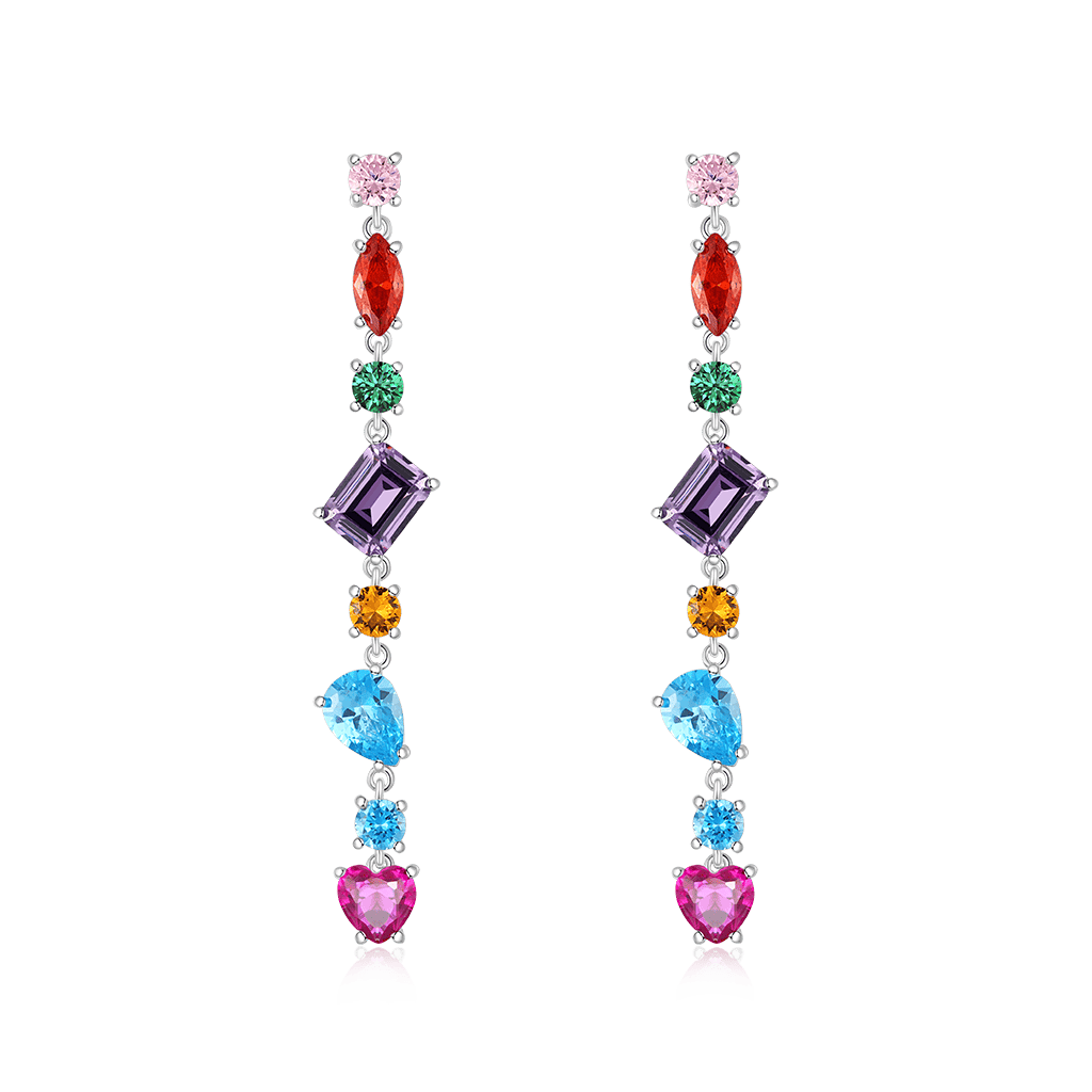 Gnoce Mixed Shape Multicolor Rainbow Drop Earrings_1