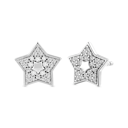Gnoce White Topaz Pave Star Stud Earrings_1