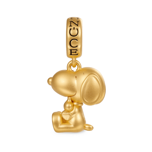 Gnoce 18k Gold Peanuts Snoopy Hugging Woodstock Pendant Dangle Charm_1