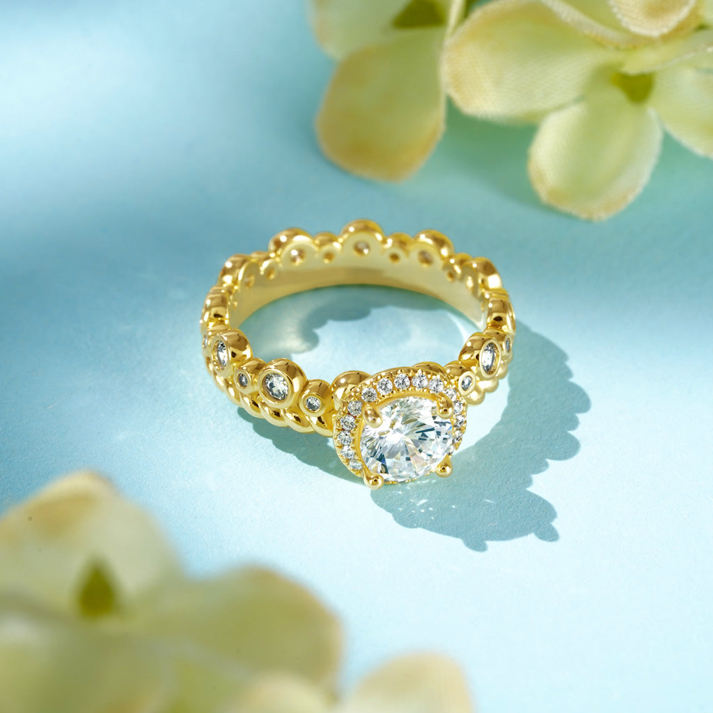 Gnoce Round Cut Halo Crown Engagement Ring_5