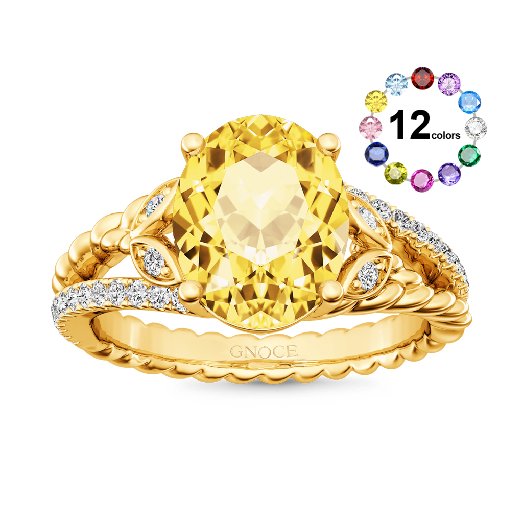 Gnoce Yellow Oval-cut Vintage Split Shank Engagement Ring_1