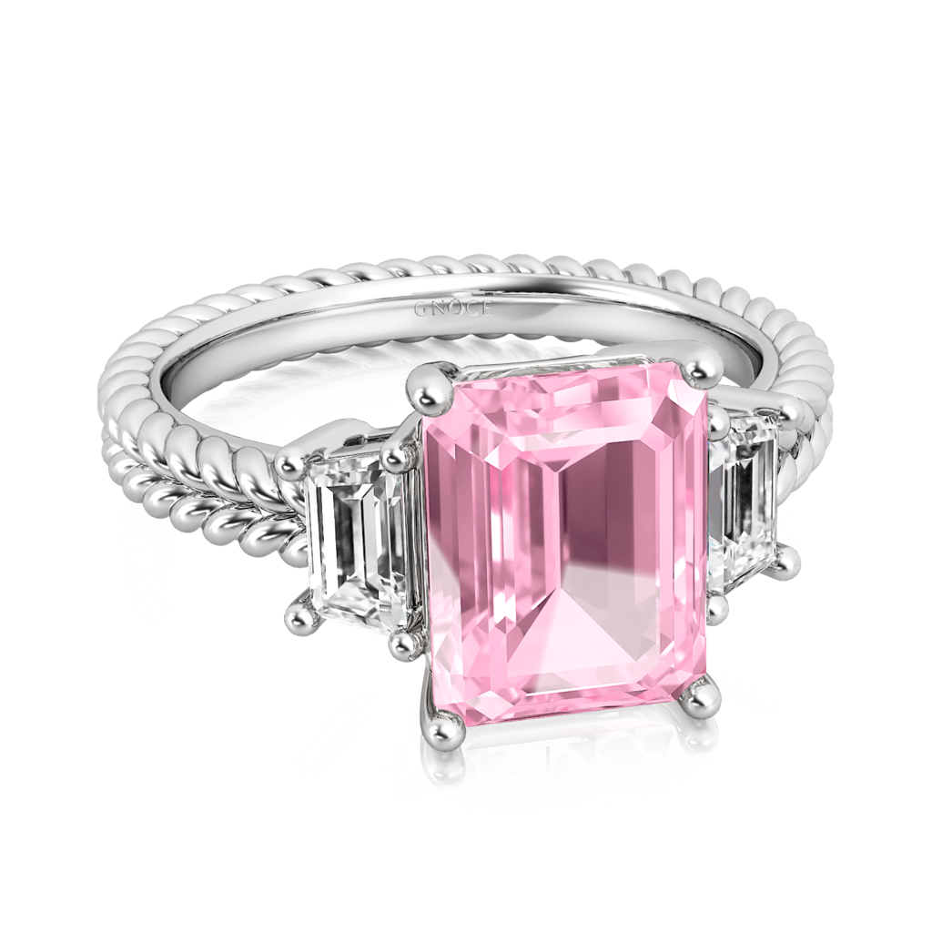 Gnoce Emerald-cut Three Stone Birthstone Engagement Ring_2