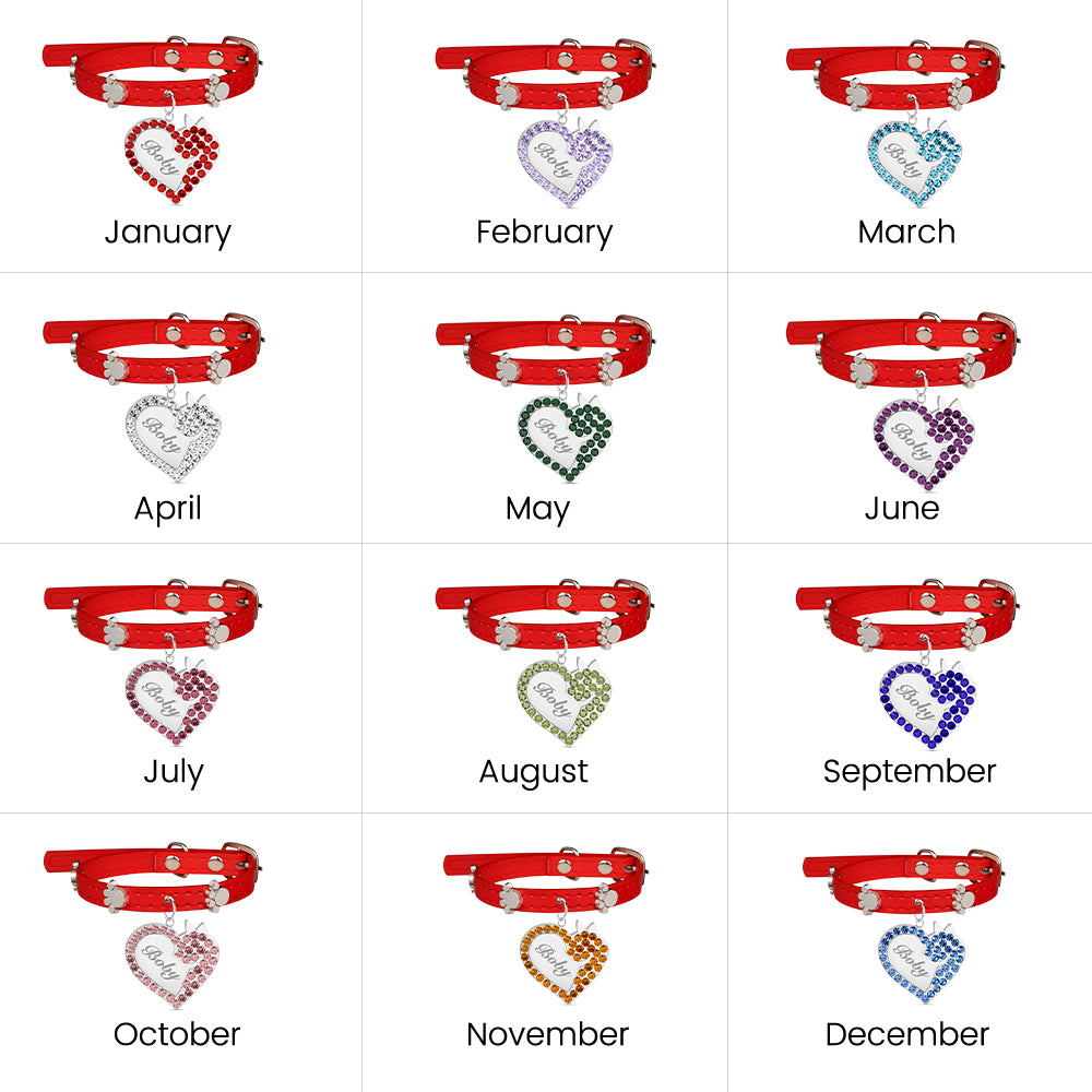 Gnoce Engravable Dog Heart Pet Tag & Flame Red Collar Anti-Lost_4