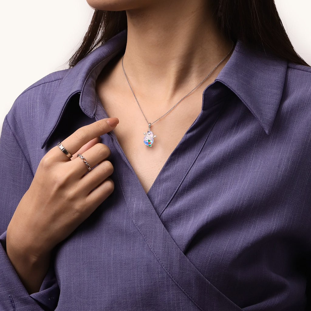 Gnoce Christmas Snowman Glow-in-the-Dark Quicksand Pendant Dangle Charm_5