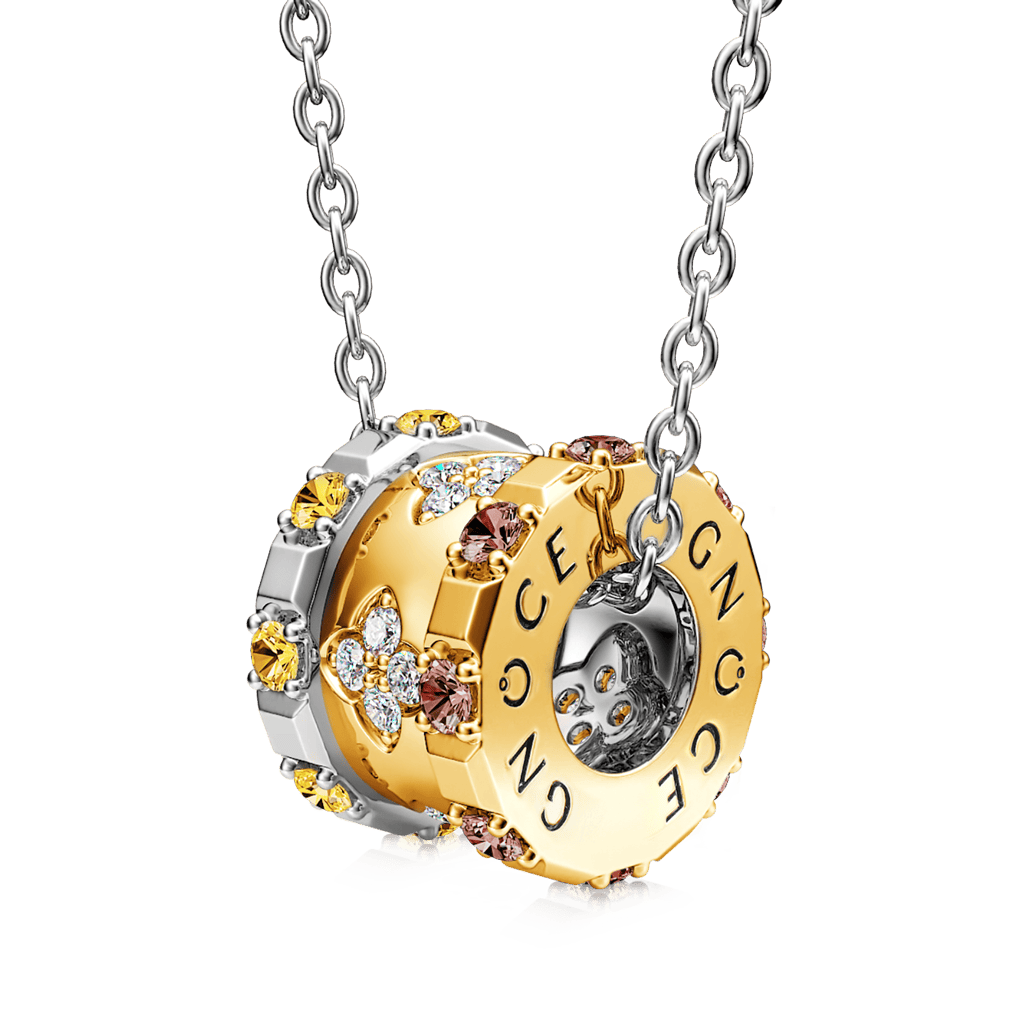 Gnoce Lucky Four-leaf Clover Drum Pendant Necklace_1