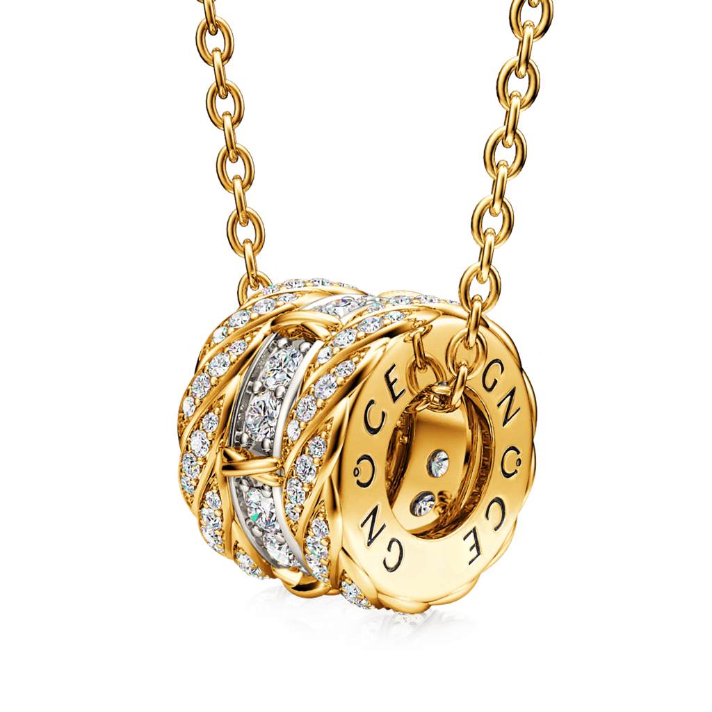 Gnoce X-unknow Paved Twisted Drum Pendant Necklace_1