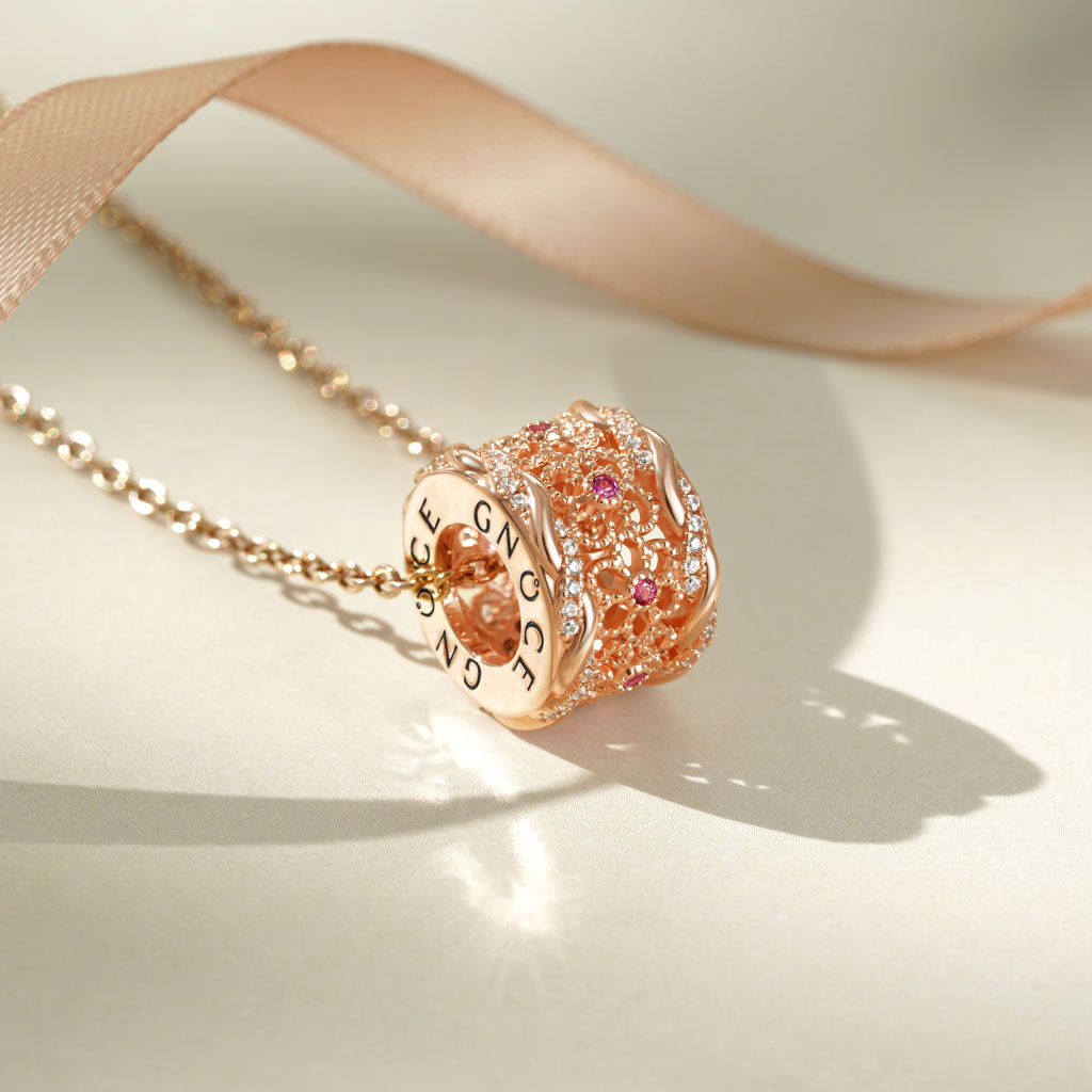 Gnoce Flower Vintage Infinity Drum Pendant Necklace_3