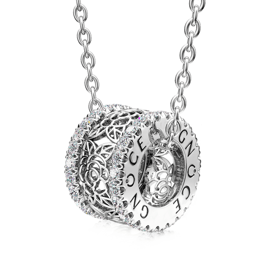 Gnoce Rose Flower Drum Pendant Necklace_1