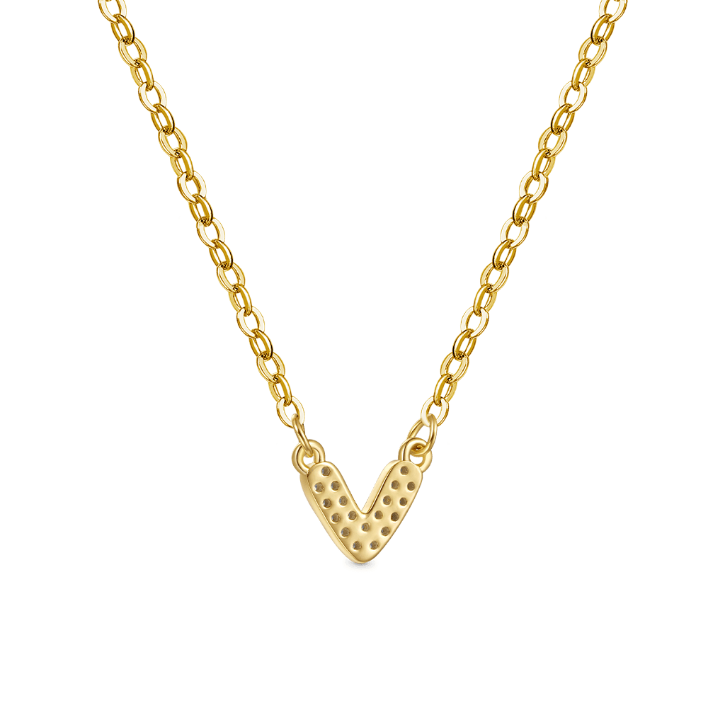 Gnoce 18K Gold Plated "V" CZ Birthstone Necklace_2