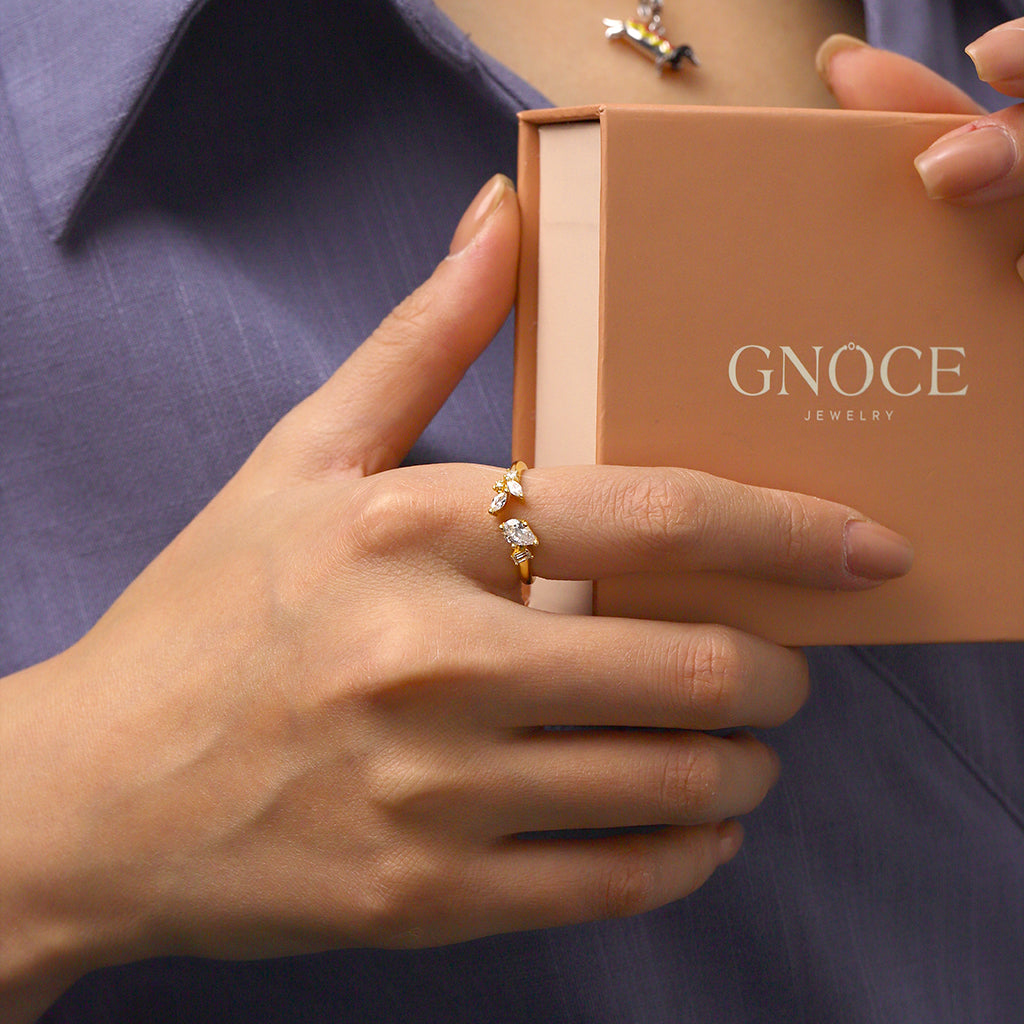 Gnoce Irregular Marquise Diamond Open Ring_4