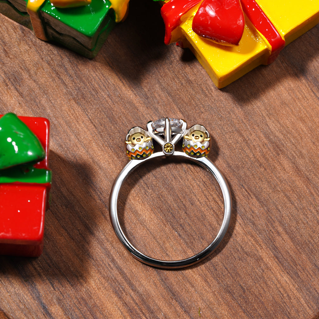 Gnoce Easter Egg Shell Hug White Diamond Ring_3