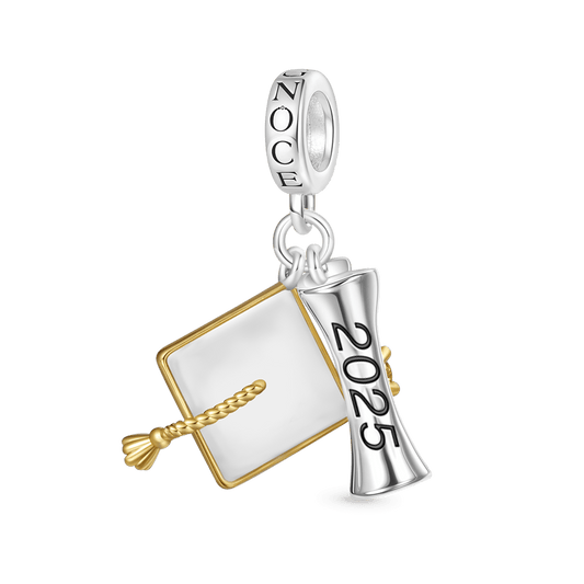 Gnoce Engravable Graduation Season Bachelor Cap Pendant Dangle Charm_1