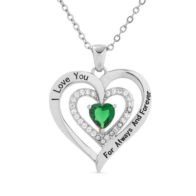 Gnoce "I Love You" Heart Birthstone Necklace_2