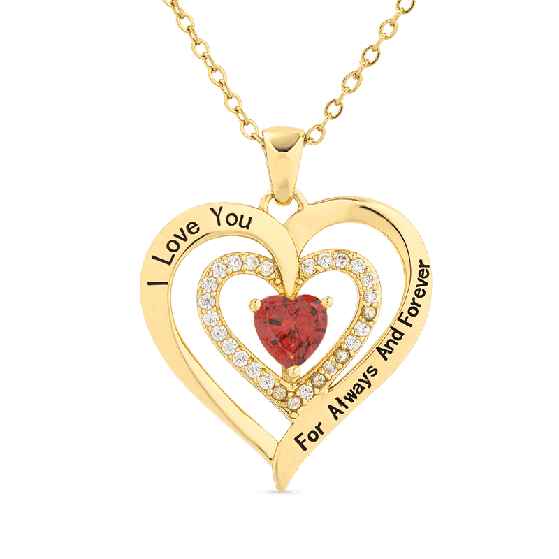 Gnoce "I Love You" Heart Birthstone Necklace_3