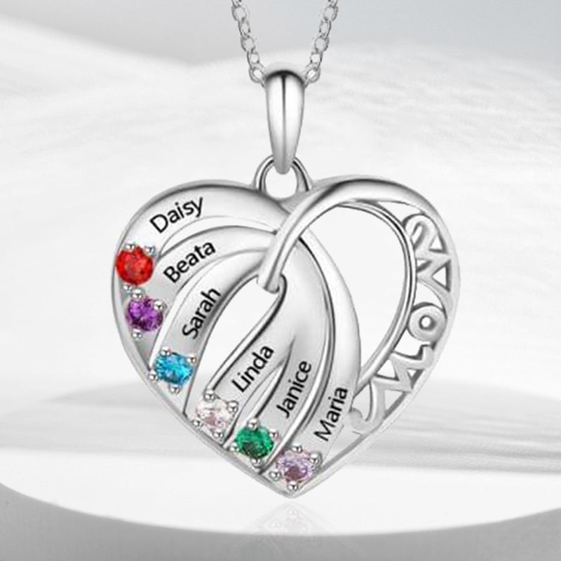 Gnoce Engravable Family Name 'MOM' Heart Necklace_6