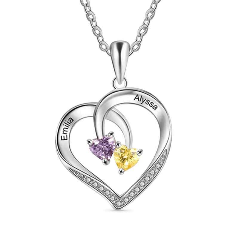 Gnoce Smart Heart Engravable Birthstone Necklace_3