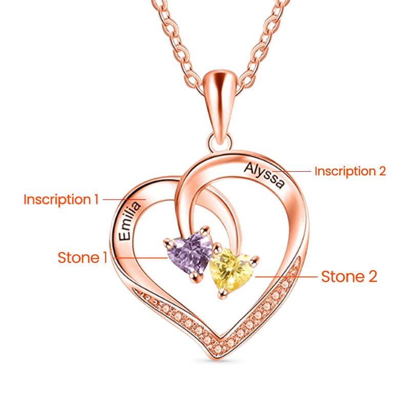 Gnoce Smart Heart Engravable Birthstone Necklace_2