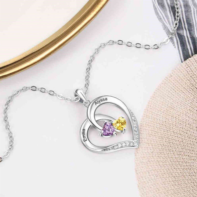 Gnoce Smart Heart Engravable Birthstone Necklace_5