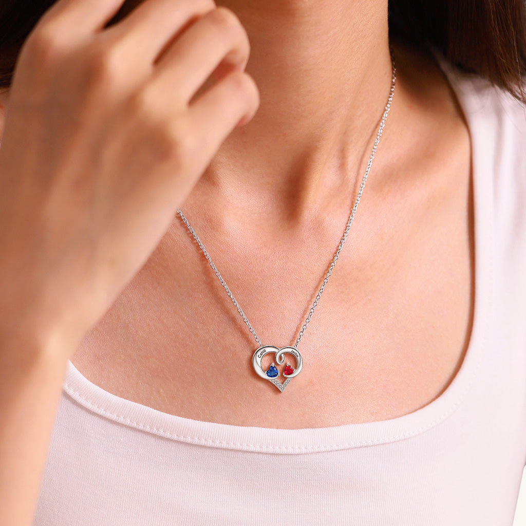 Gnoce Simple Love Heart Birthstone Necklace_6