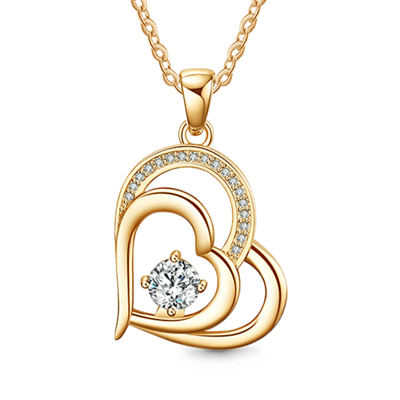 Gnoce Simple Double Love Heart Birthstone Necklace_3