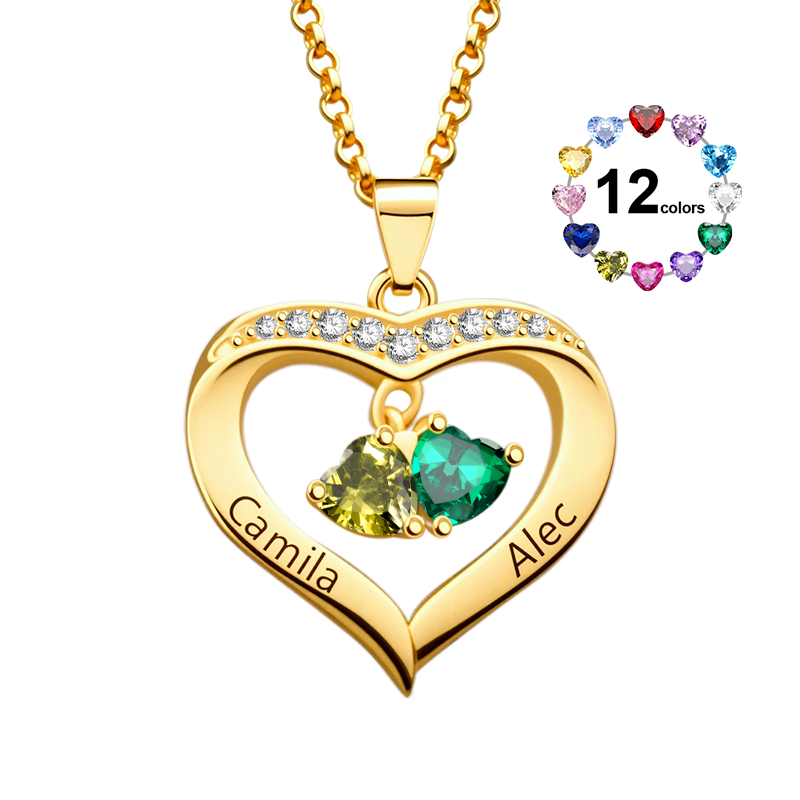 Gnoce Diamonds Love Heart Birthstone Necklace_1