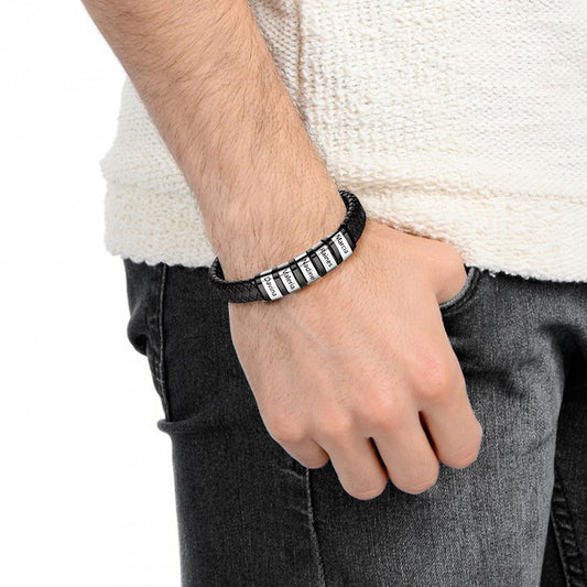 Gnoce Mens Braided Leather Bracelet with Magnetic Clasp_7