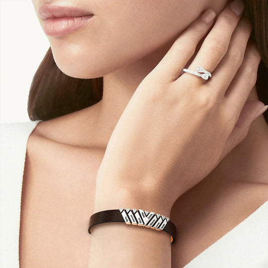 Gnoce Black Punk DIY Leather Personalized Bracelet with 2-6 Clasp_6