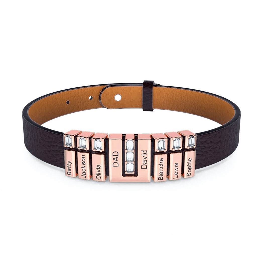 Gnoce Black Punk DIY Leather Personalized Bracelet with 2-8 Clasp_2