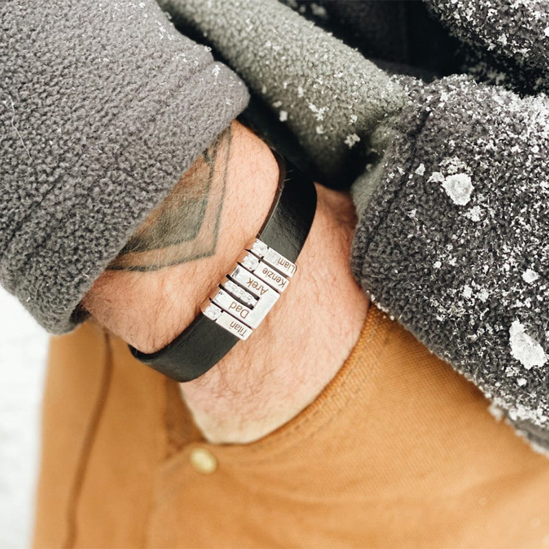 Gnoce Black Punk DIY Leather Personalized Bracelet with 2-8 Clasp_7