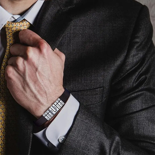 Gnoce Black Punk DIY Leather Personalized Bracelet with 2-8 Clasp_8