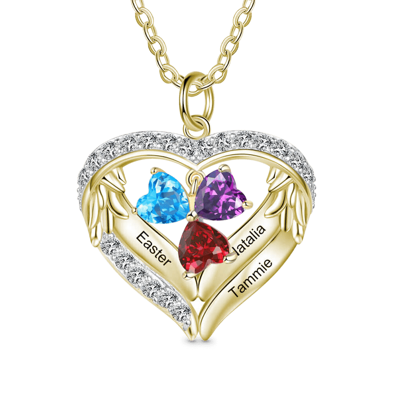 Gnoce Infinite Love DIY Letters Heart Necklace with 1-6 Birthstones_4