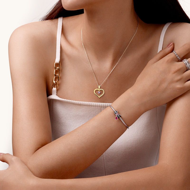 Gnoce Heart Engravable Birthstone Necklace_6