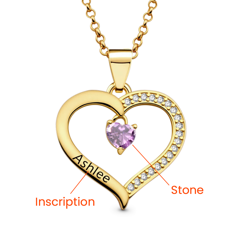Gnoce Heart Engravable Birthstone Necklace_2