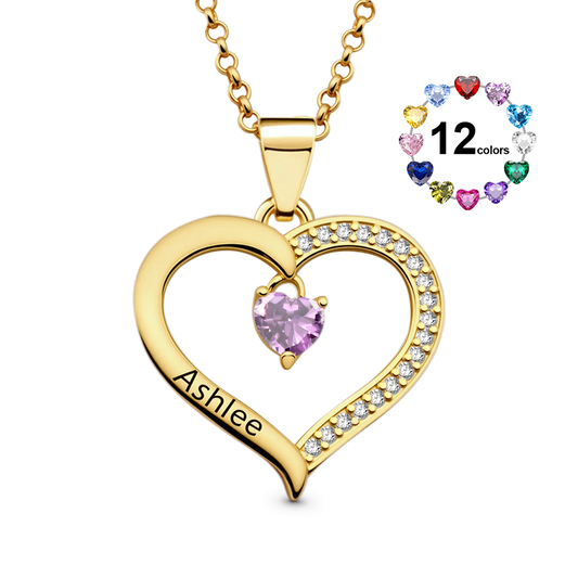 Gnoce Heart Engravable Birthstone Necklace_1