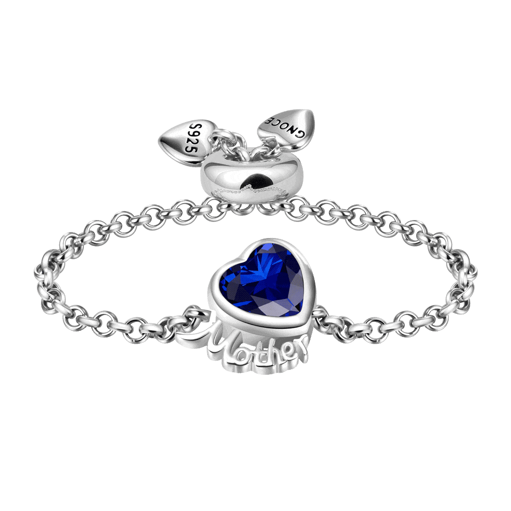 Gnoce Heart Birthstone Mother Adjustable Chain Ring_1