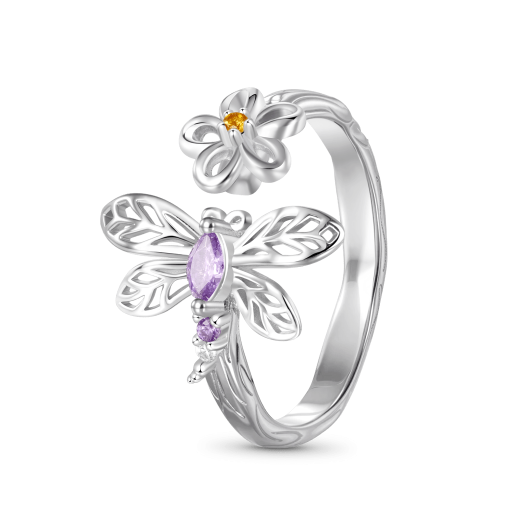 Gnoce Dragonfly Flower Natural Beauty Ring_2